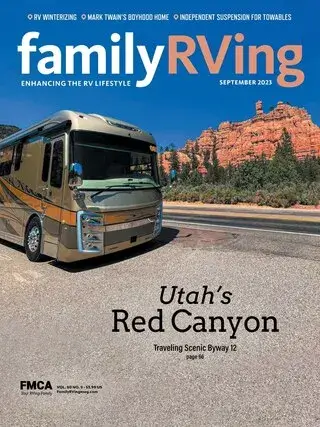 RV magazine cover, Utah's Red Canyon, September 2023 issue.