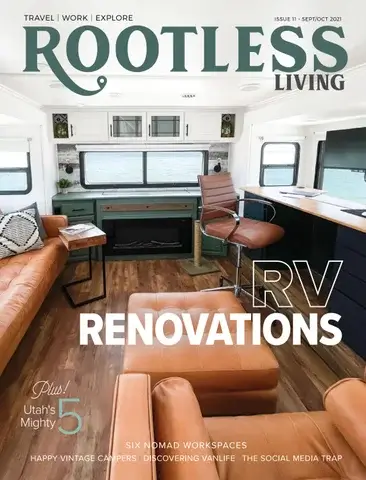 Magazine cover featuring RV interior renovations.