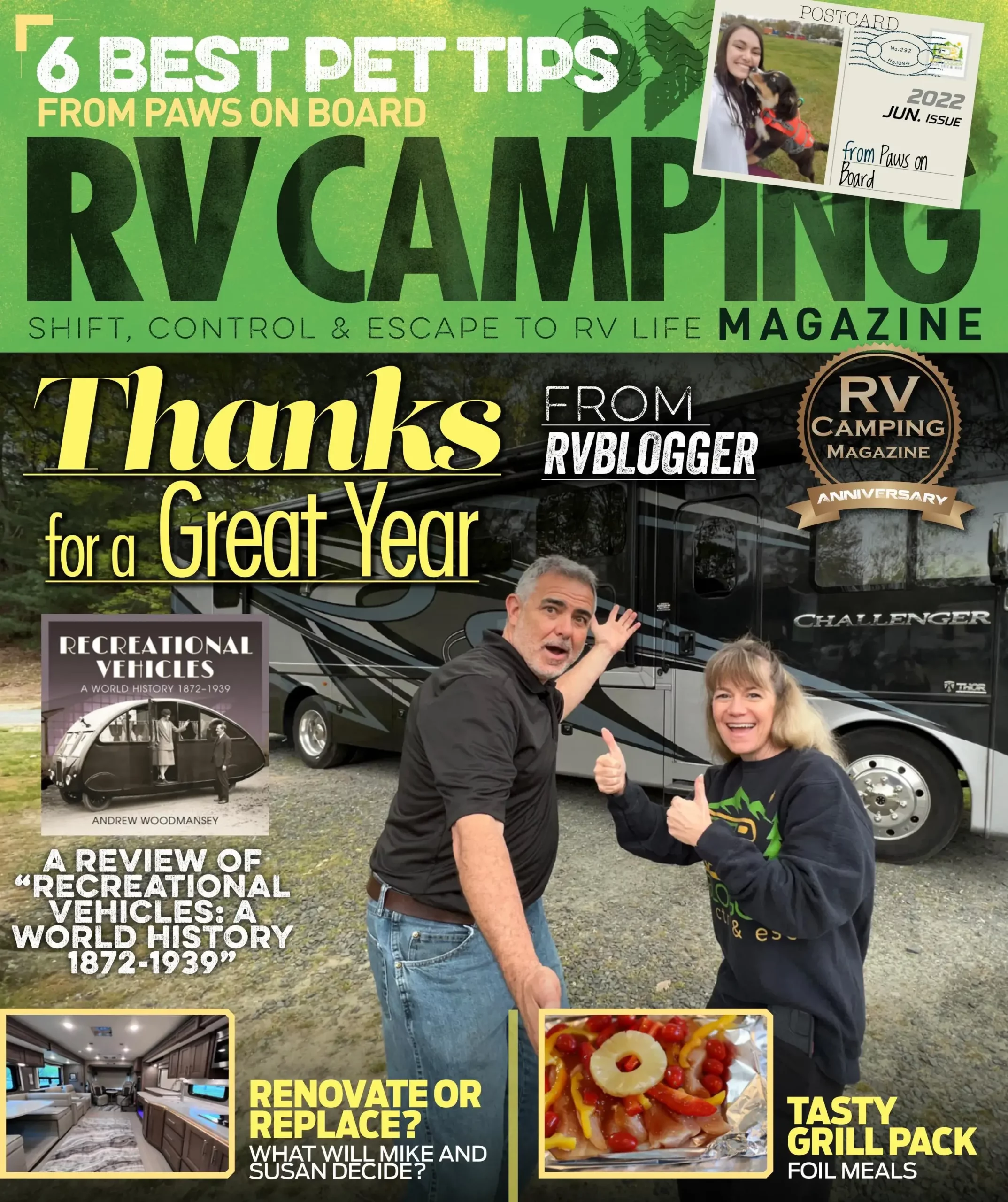 RV Camping Magazine cover celebrating a successful year.