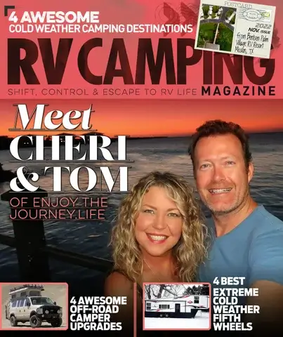 RV Camping Magazine cover with Cheri and Tom.