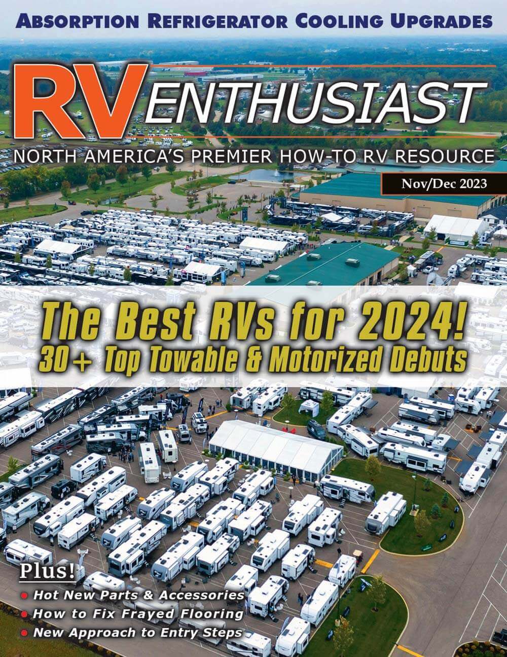 RV magazine cover showcasing 2024 top recreational vehicles.