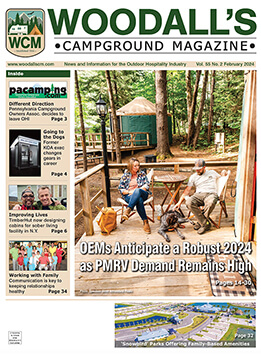 Cover of WOODALL'S Campground Magazine, February issue.
