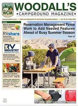 Woodall's Campground Magazine cover, Issue No. 5 2023.