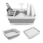 Compact dish drying rack and utensil holder