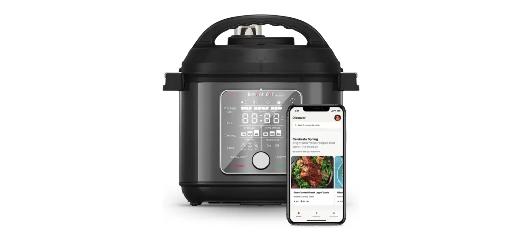 Smart pressure cooker with mobile app control.