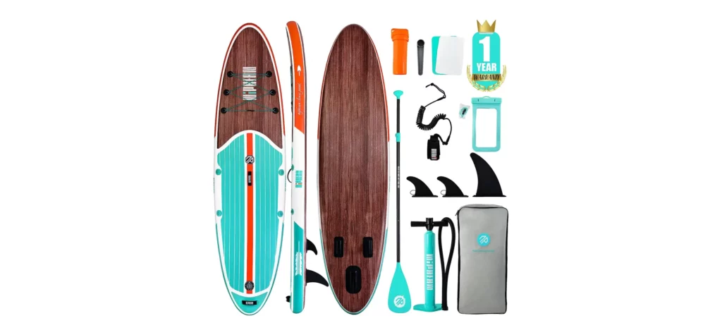 Stand-up paddleboard and accessories.